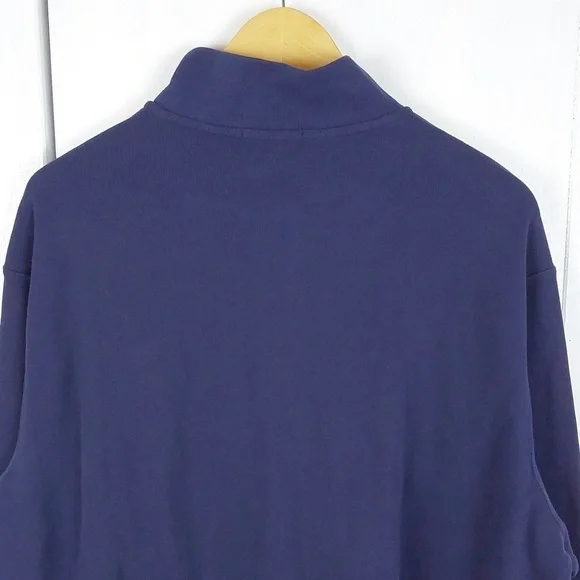 Polo Ralph Lauren Navy Blue Q-Zip Estate Rib Luxe Neutral Sweater Preppy Sz.XL